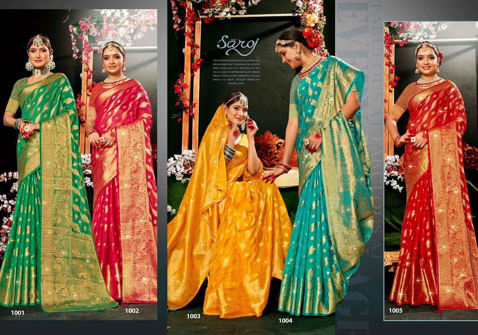 Darpan Saroski Vol 1 By Saroj Organza Designer Sarees Wholesale Shop In Surat